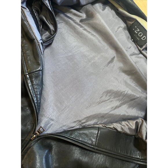 VTG Izod Leather Bomber Jacket Mens XL Dark Brown Lined interior pockets Zip - Picture 10 of 15